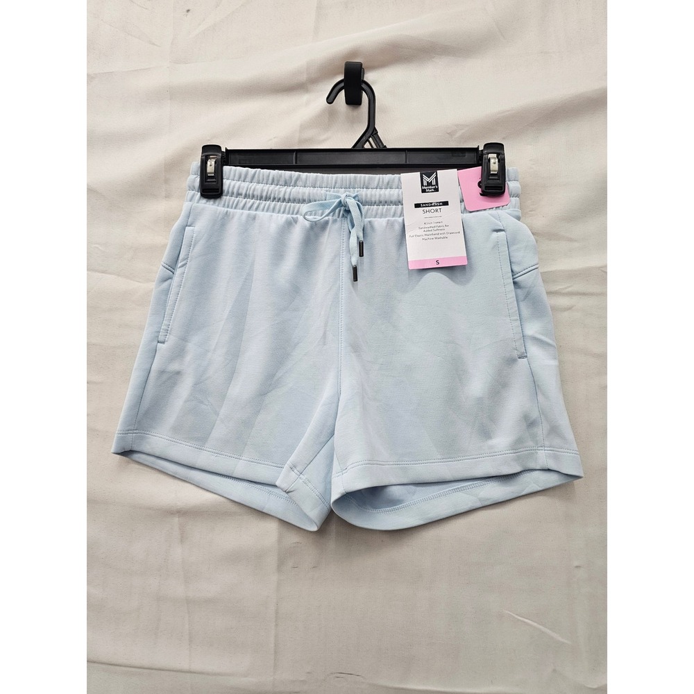 Member's Mark Womens Sandwash Shorts Blue Polyester Blend Casual Size Small